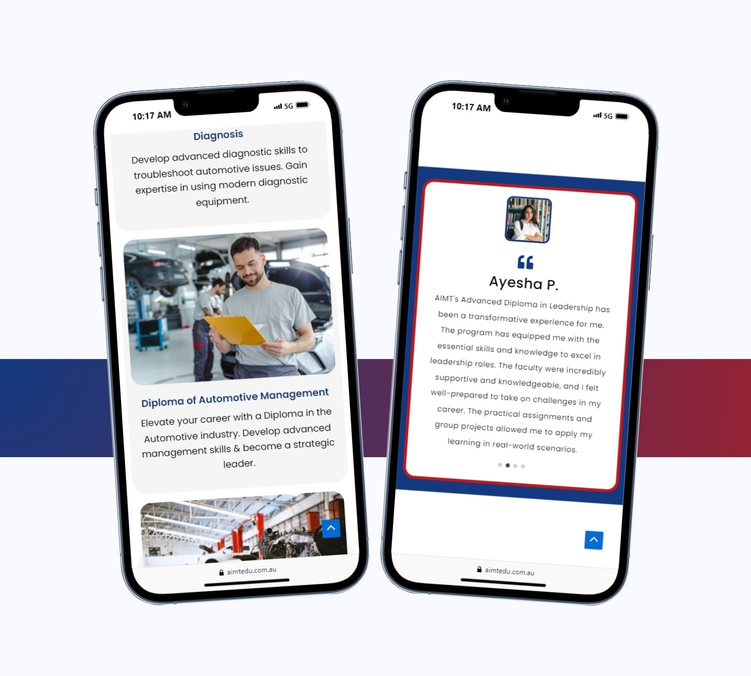 AIMT Australia article pages on two phones
