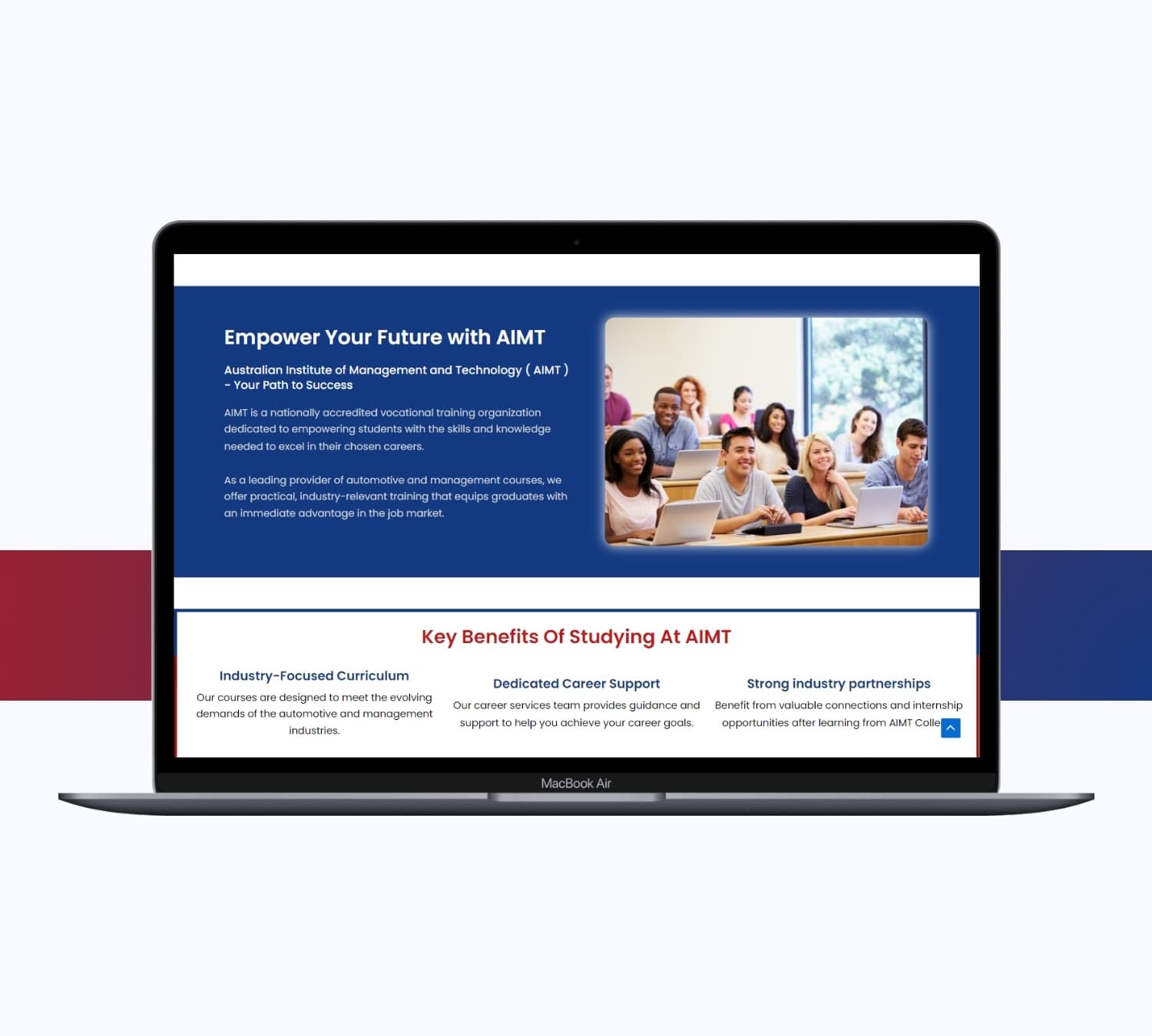 AIMT Australia enrolment page on a laptop