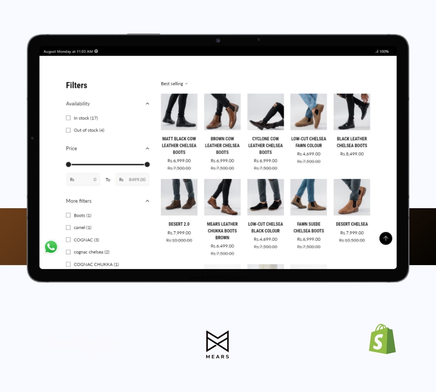 Mears product catalogue on a laptop