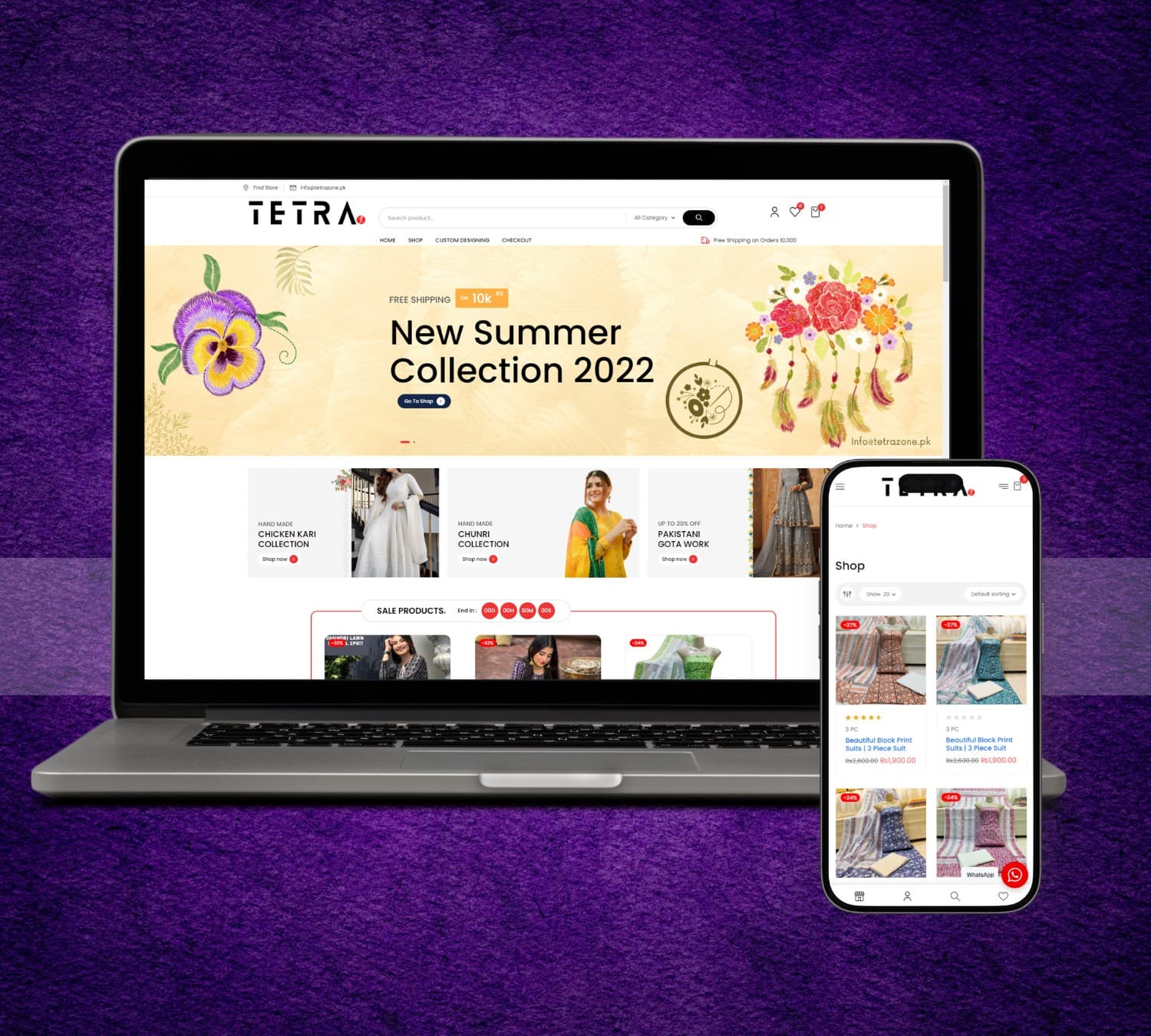 Tetra Zone store on a laptop and phone