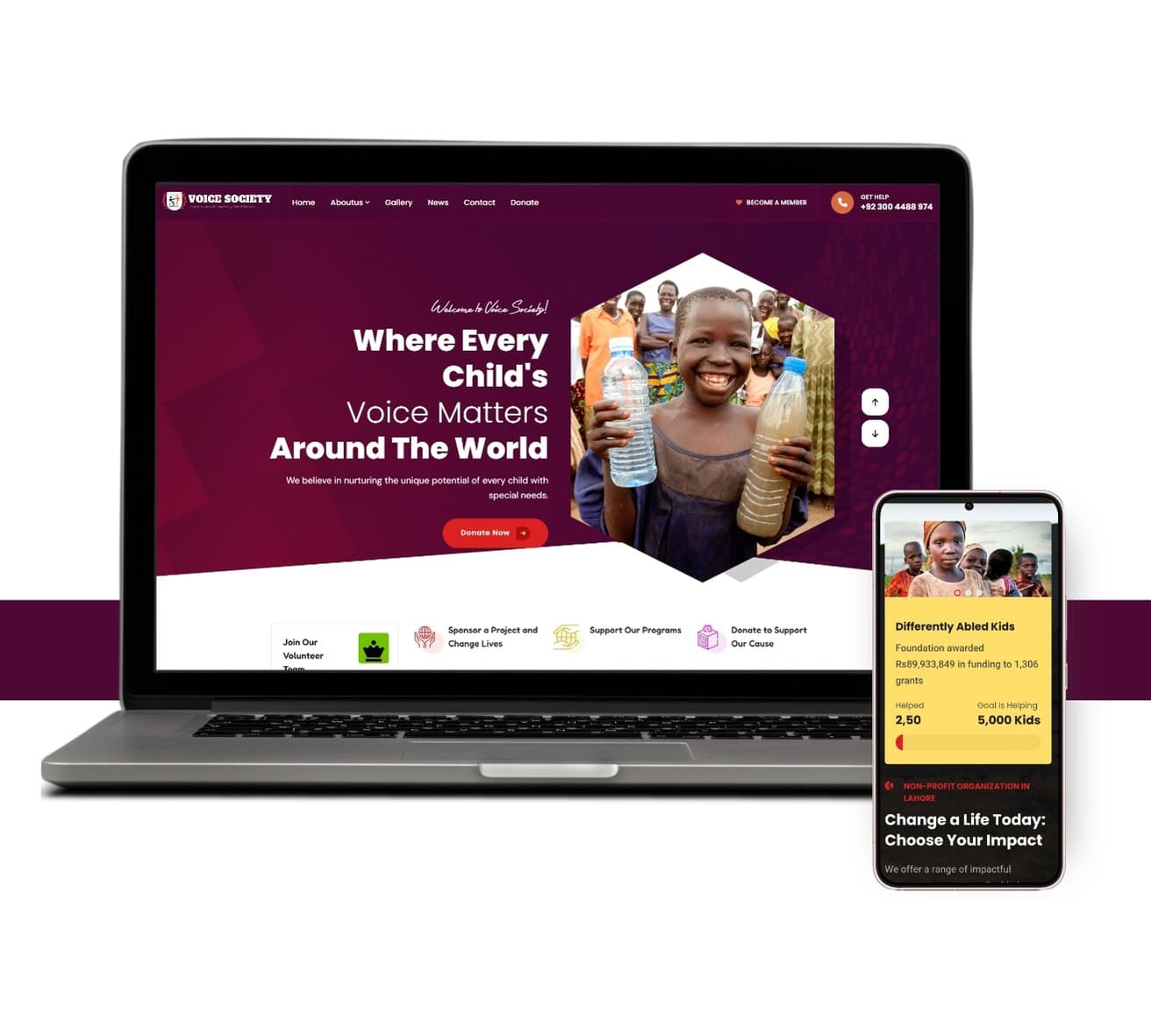 Voice Society website on a laptop and phone