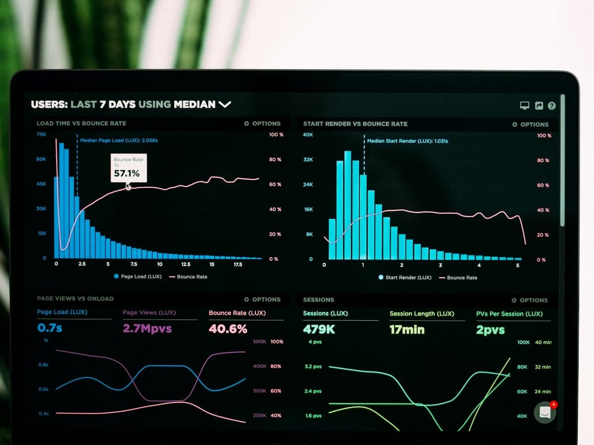 An analytics dashboard with visitor and conversion charts
